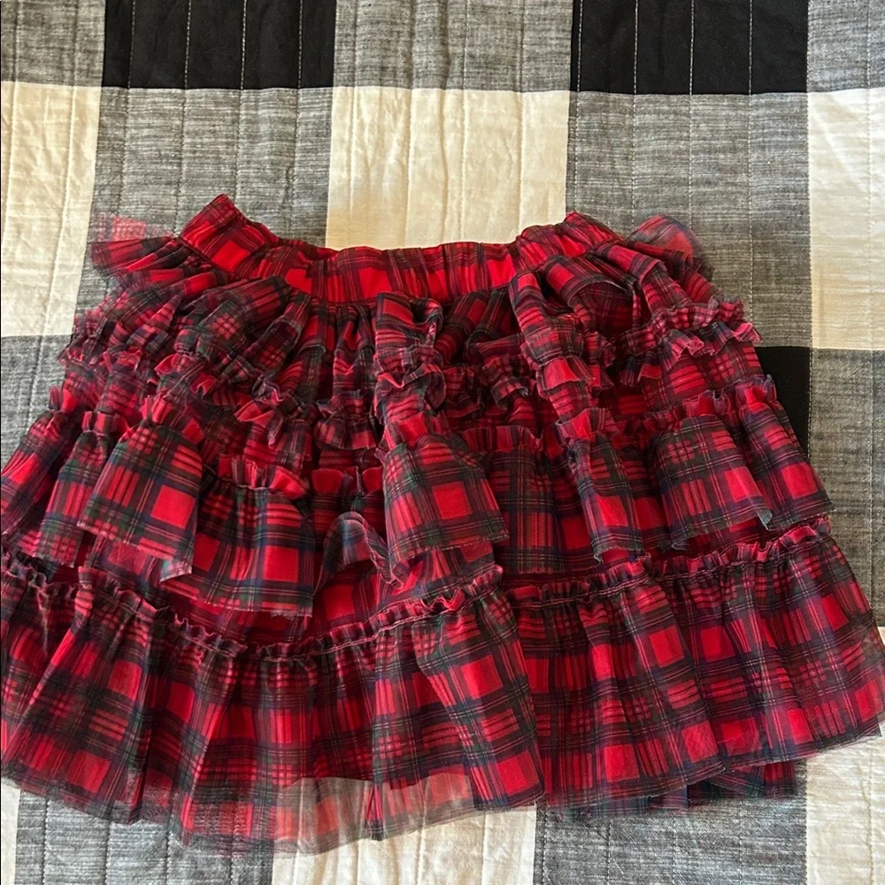 Red Plaid Ruffled Skirt - Picture 1 of 3